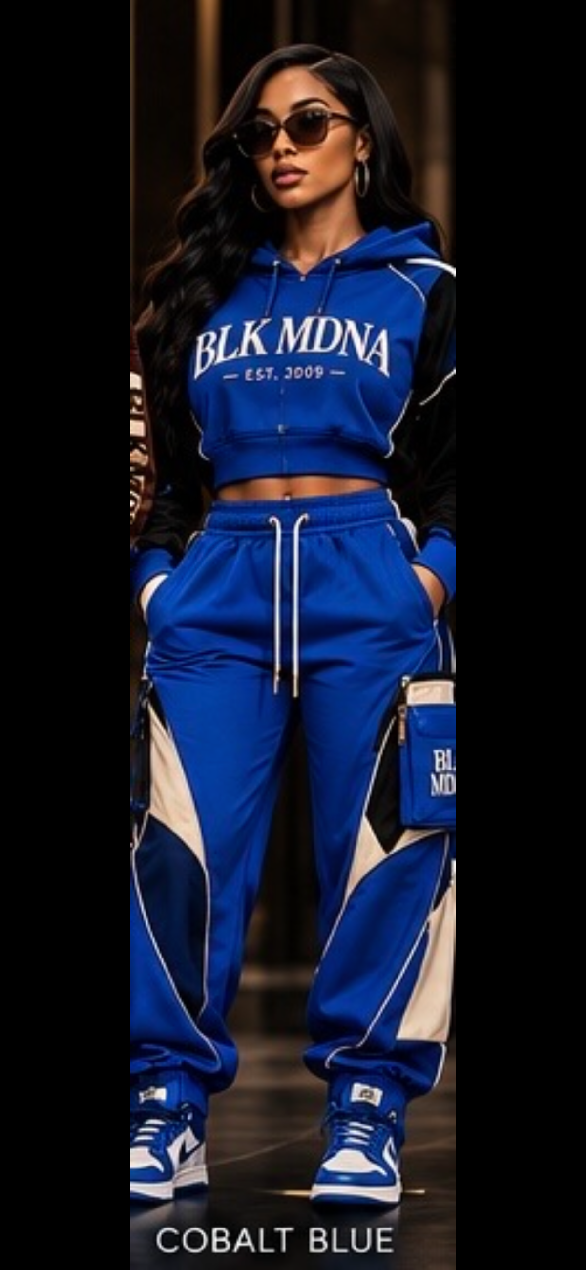 ****PRE-ORDER****  BLK MDNA STREET ROYALE™ CROPPED HOODIE & CARGO JOGGER SET