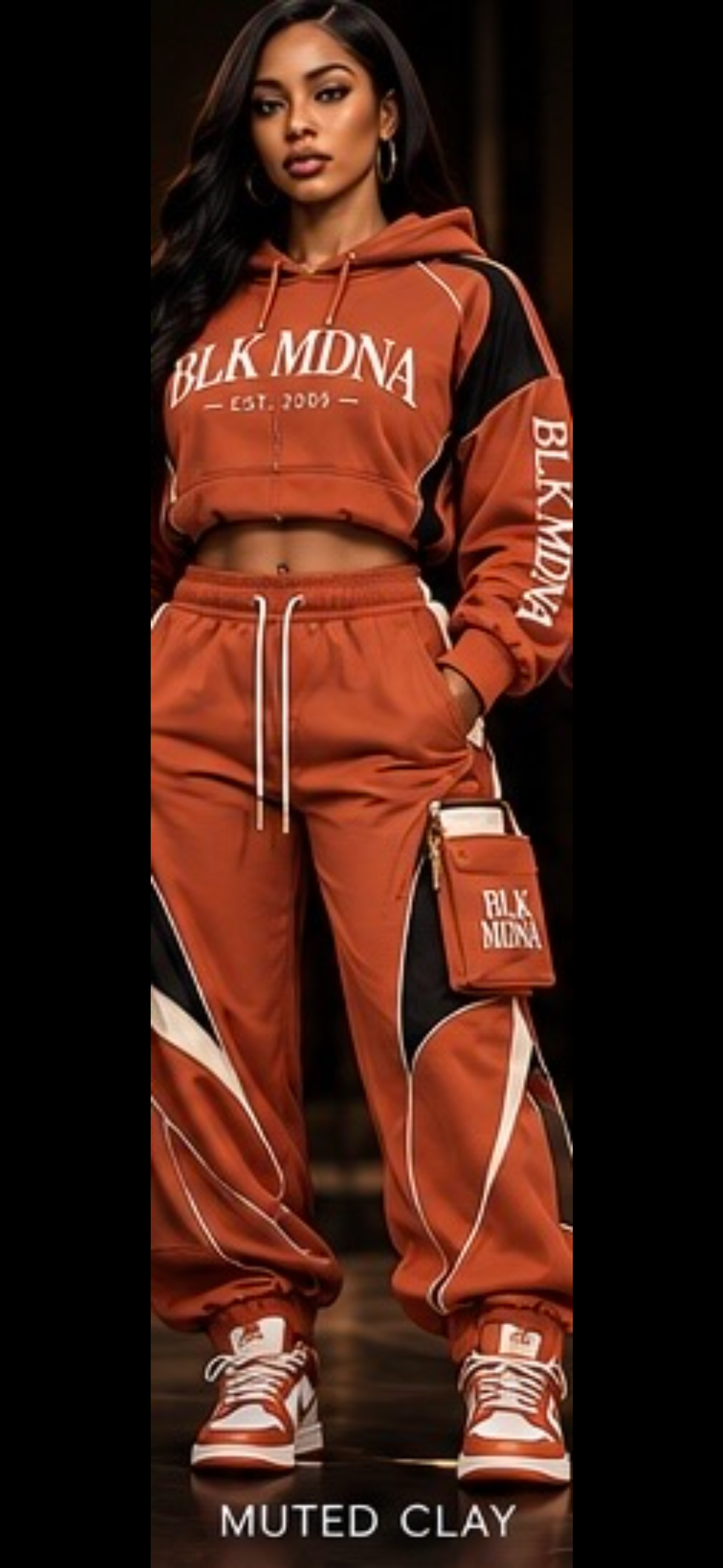 ****PRE-ORDER****  BLK MDNA STREET ROYALE™ CROPPED HOODIE & CARGO JOGGER SET